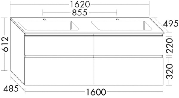 Burgbad Mineralguss Waschtisch-Set Lin20 Acryl/Lack Matt Schilf Matt/Weiß Velvet, SGIB162F5378C0037