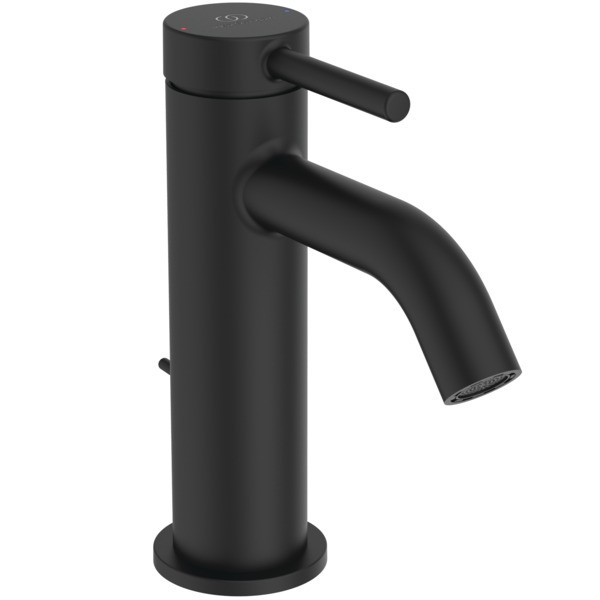 Ideal Standard Waschtischarmatur Ceraline Nuovo Ausladung 105mm m.Ablaufgarnitur Silk Black, BD846