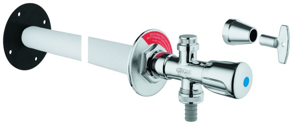 GROHE Außenwandventil Bausatz Eurotec 41208 DN15 mit Steckschlüssel mattchrom
