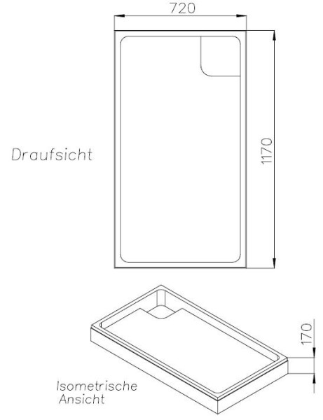 Neuesbad Wannenträger für Kaldewei Duschplan 75x120x6,5
