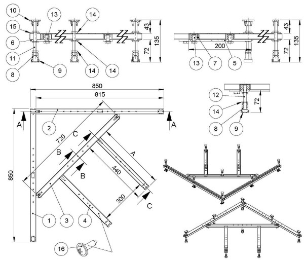 Hoesch Gestell für Duschwanne Samar 4459/4461