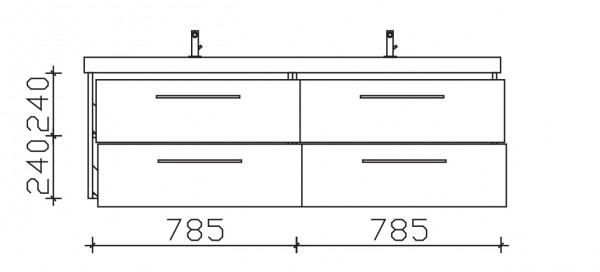 Pelipal Waschtischunterschrank W99029M15, B:1580, H:482, T:450mm