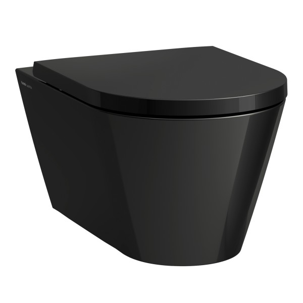 LAUFEN Wand-Tiefspül-WC Kartell, T:545mm, B:370mm, mit Silent-Flush, spülrandlos, schwarz glänzend