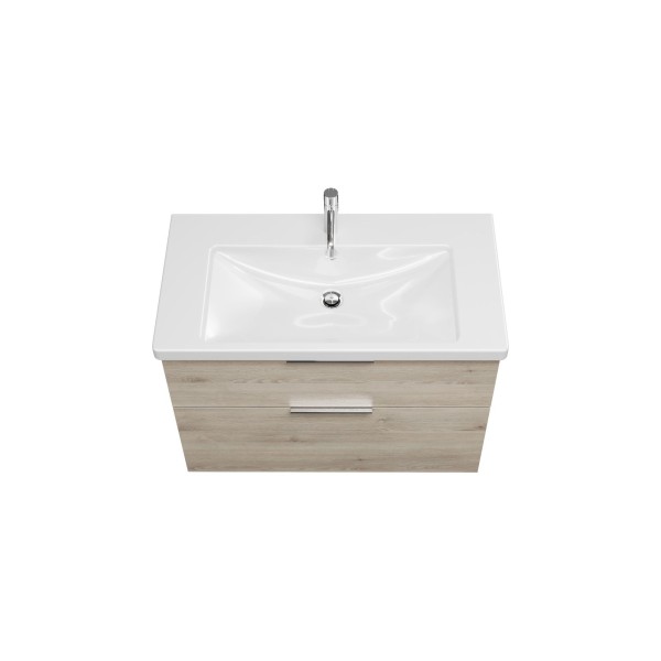Burgbad Keramik Waschtisch-Set Eqio Eiche Dekor Flanelle/Alpinweiss, SEYQ093F2632C0001
