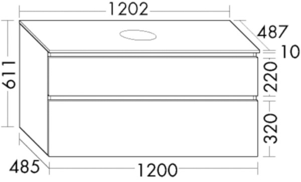 Burgbad Waschtischunterschrank Lin20 Acryl/Lack Matt 611x1202x487 Dunkelgrau Matt, WWYI120F5381