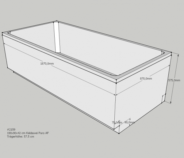 Neuesbad Wannenträger für Kaldewei PURO 190x90 (Abl. FE)