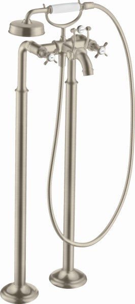 Hansgrohe Zweigriff Wannenarmatur Axor Montreux Fertigset brushed nickel Bodenmontage, 16547820