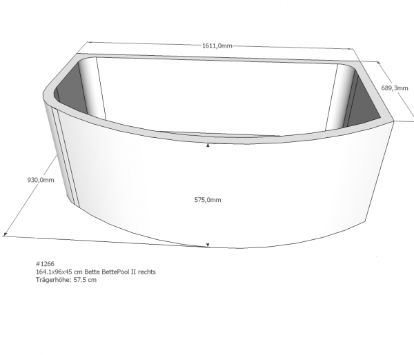 Neuesbad Wannenträger für Bette Pool II 164x96 re