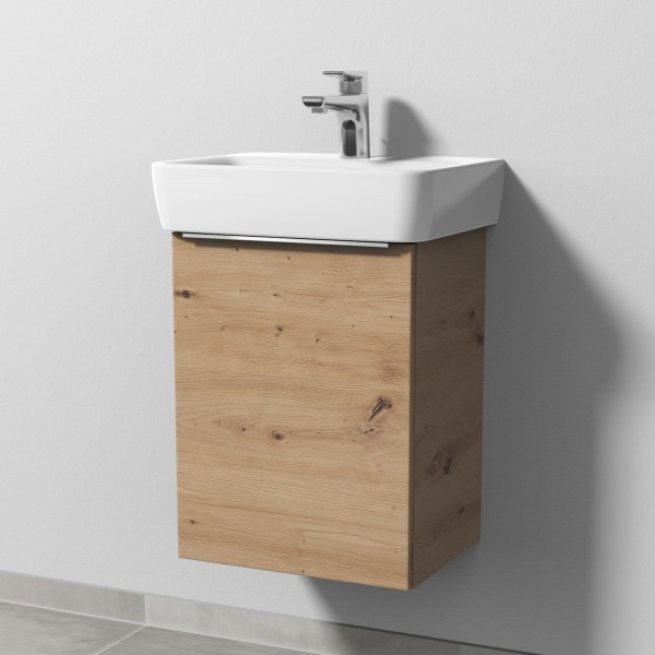 Sanipa 3way Waschtischunterbau zu Geberit Renova Plan Waschtisch mit 1 Tür, Eiche Natural-Touch