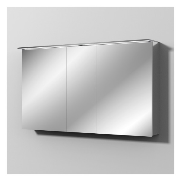 Sanipa Reflection Aluminium-Spiegelschrank ADAM 130 mit LED-Aufsatzleuchte, AU1579Z