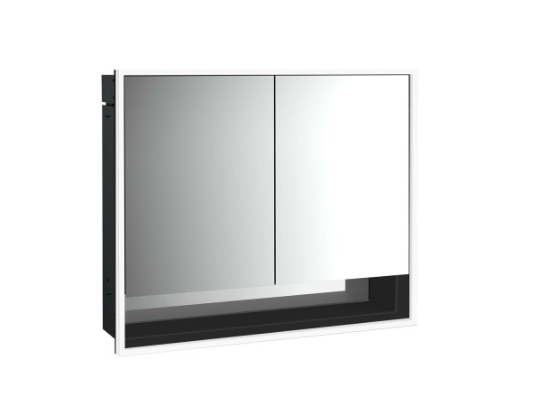 emco LED-Lichtspiegelschrank Loft mit Unterfach Unterputz, 800 mm, 2-türig schwarz, 979813507
