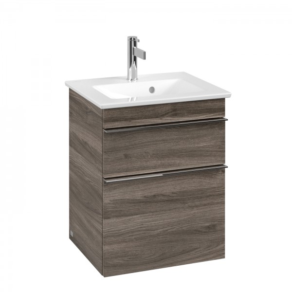 Villeroy & Boch Venticello Waschbeckenunterschrank, 2 Auszüge, 466 x 590 x 400 mm, Stone Oak / Stone