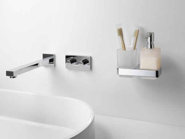 emco loft Glashalter/Seifenspender Glasteile satiniert, Kunststoffpumpe, chrom, 053100100