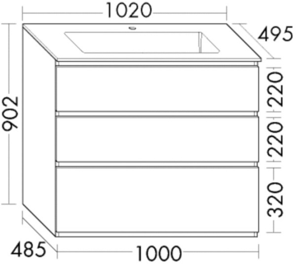 Burgbad Mineralguss Waschtisch-Set Lin20 HGL Anthrazit Hochglanz/Weiß Velvet, SGHU102F5373C0037