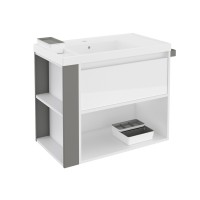 Cosmic Bsmart Waschtisch Cosmic Bsmart Waschtisch (Kunstharz) Mit Unterschrank, 81X46X65Cm, Weiss Glänzend-Grau, B08010801167