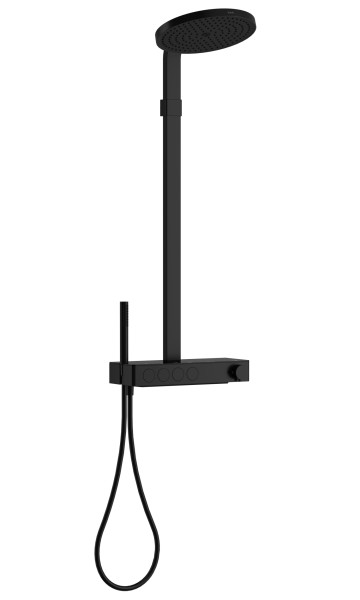 VitrA Prime Round Thermostat-Duschsystem mit Kopf-, Handbrause Schwarz Matt,A4731336