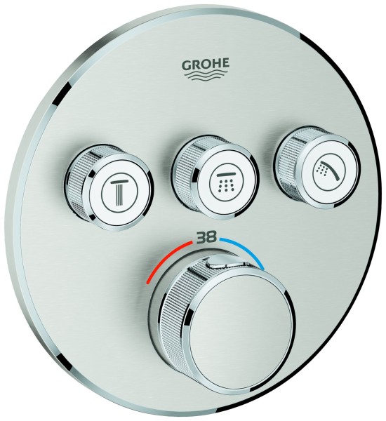 GROHE Thermostat Grohtherm SmartControl 29121 FMS rund 3 ASV supersteel, 29121DC0