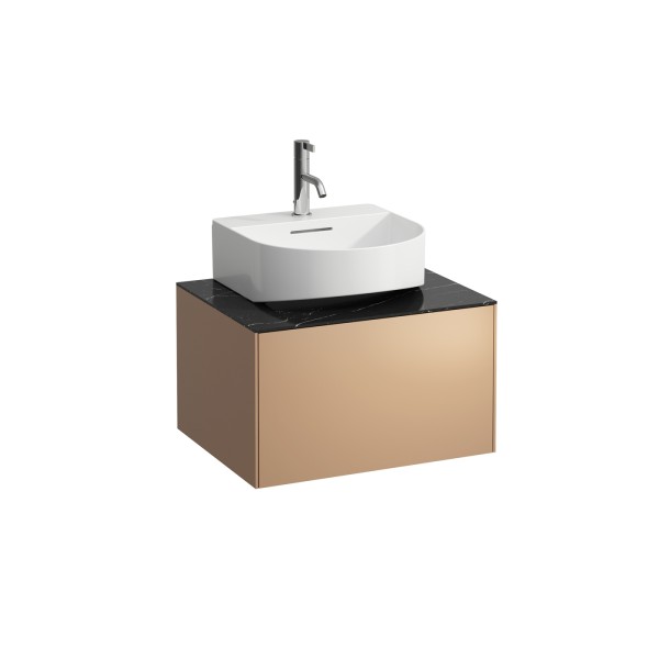 LAUFEN Waschtischunterschrank SONAR f.HWB H816341/2 1 Schubl 575x455 Ausschn mi Kupfer&Nero Marquina