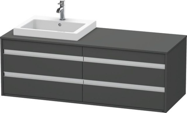 Duravit Ketho Konsolenwaschtischunterbau wandhängend Graphit Matt 1400x550x496 mm - KT6757L4949