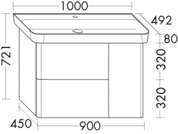 Burgbad Keramik Waschtisch-Set Iveo Eiche Dekor Cashmere/Alpinweiss, SFEZ100RF2747C0001