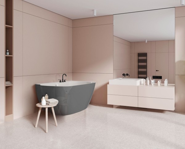Hoesch Badewanne LaBrillante 1800x800 Ecke Rechts Weiß-Schiefergrau mit Überlaufbefüllung, 4535.112