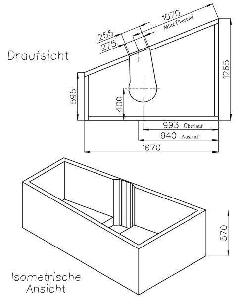 Neuesbad Wannenträger für Duravit Paiova, links 1700x1300