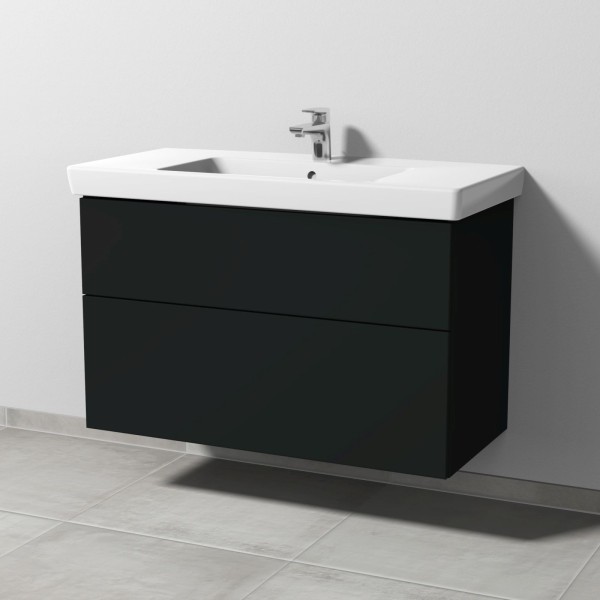 Sanipa 3way Waschtischunterbau zu Villeroy & Boch Subway 2.0 Waschtisch mit 2 Auszügen, Vulkan-Matt