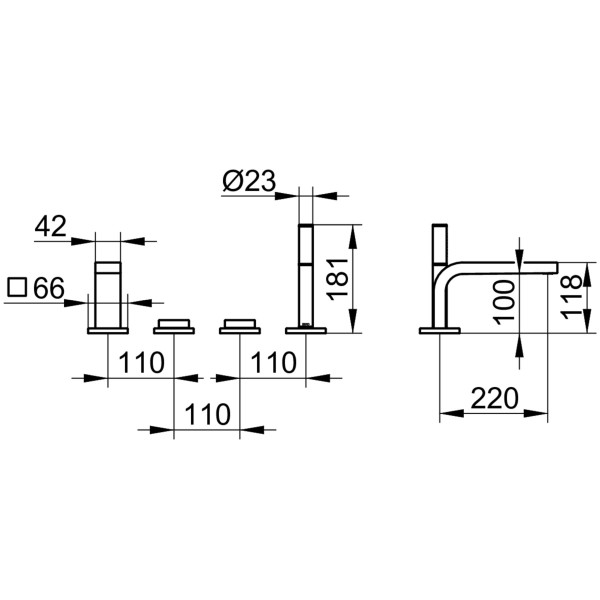 Keuco Wannenmischer Edition 11 51130 4-Loch,Wannenr.,220mm,Schwarzchrom geb., 51130130200