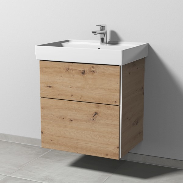 Sanipa 3way Waschtischunterbau zu Villeroy & Boch Collaro Waschtisch mit 2 Auszügen, Eiche Natural-T