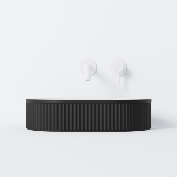 Steinberg Serie 740 Aufsatzbecken, 550x350x120, oval, ohne Überlauf, außen matt black, innen matt wh