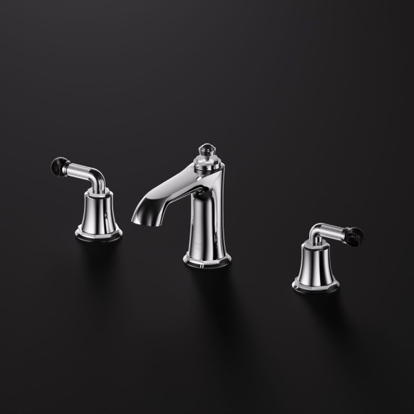 Steinberg Serie 355 3-Loch Waschtisch-Armatur, Chrom / Nero Marquina