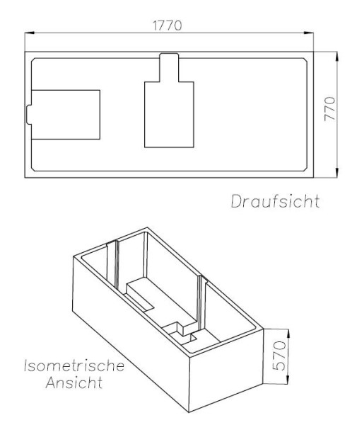 Neuesbad Wannenträger für Duravit DuraStyle 1800x800 mit 2 Rückenschrägen