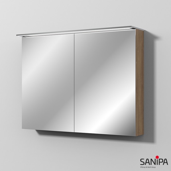 Sanipa Reflection Spiegelschrank MALTE 100 mit LED-Aufsatzleuchte, Eiche-Kansas