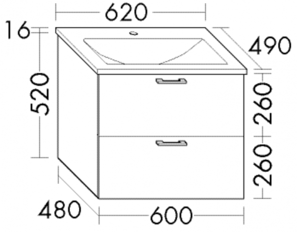 Burgbad Mineralguss Waschtisch-Set Sys30 PG1 Aqua Weiß Matt/Alpinweiss, SFGM062F1719C0001