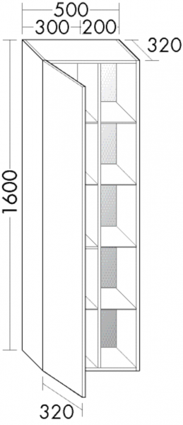 Burgbad Hochschrank Orell Melamin 1600x500x320 Frassino Dekor Cappuccino, HSES050LF3170