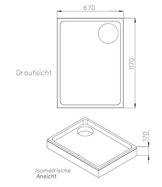 Neuesbad Wannenträger für Kaldewei Duschplan 70x120x6,5
