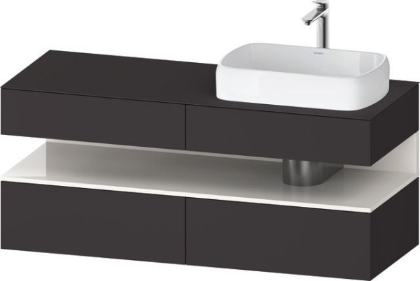 Duravit Qatego Konsolenwaschtischunterbau wandhängend Graphit Supermatt 1400x550x600 mm - QA47660228