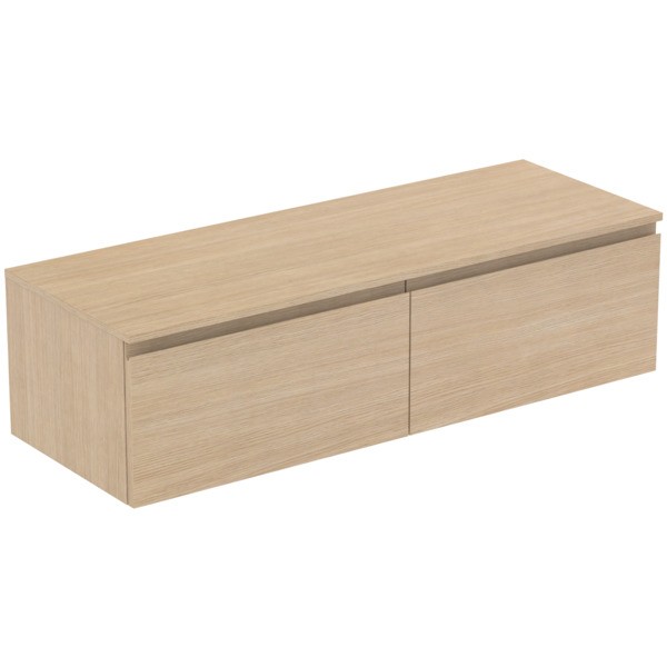 Ideal Standard Waschtischunterschrank Finesse o.Ausschnitt 1402x505x378mm 2 Auszüge Eiche weiss, E34