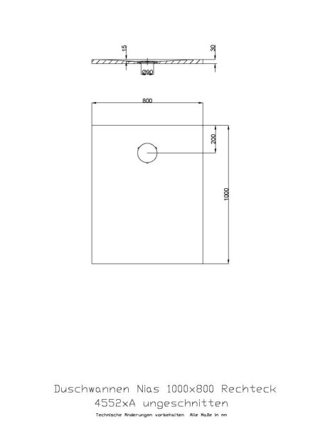 Hoesch Duschwanne Nias 1000x800x30 strukturierte Oberfläche