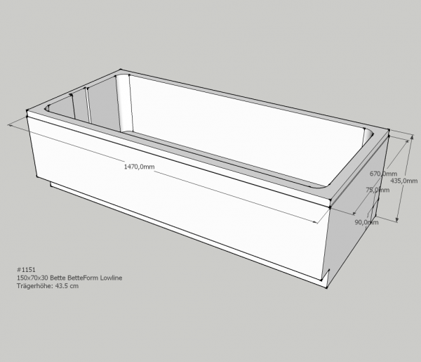 Neuesbad Wannenträger für Bette Form Low-Line 150x70 (2s)