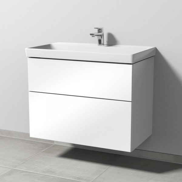 Sanipa 3way Waschtischunterbau zu Villeroy & Boch Avento Waschtisch mit 2 Auszügen, Weiß-Glanz