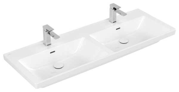 Villeroy & Boch Subway 3.0 Schrank-Doppelwaschtisch, 1300 x 470 x 165 mm, Weiß Alpin CeramicPlus, mi