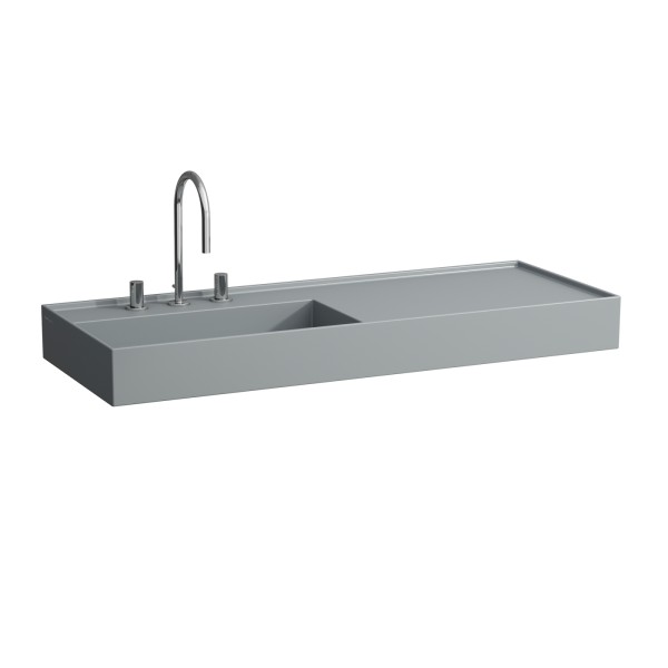 LAUFEN Waschtisch Kartell · LAUFEN 460x1200x150, 2 Hahnloch, ohne Überlauf, Ablage rechts, graphit