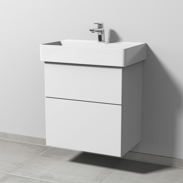 Sanipa 3way Waschtischunterbau zu Duravit Dura Square Waschtisch mit 2 Auszügen, Weiß-Soft