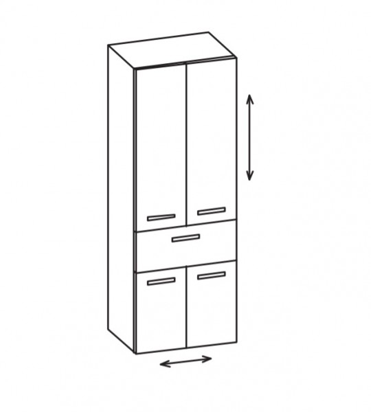 Artiqua 400 Variabler Hochschrank, Quarzgrau Matt Select, 400-HVL-1-60-7163-173
