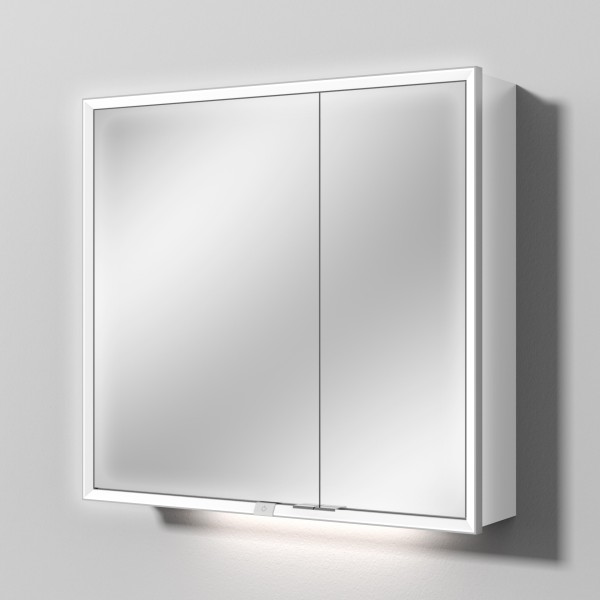 Sanipa Reflection Spiegelschrank MILO 80 mit LED-Beleuchtung, Weiß-Glanz, AU03278