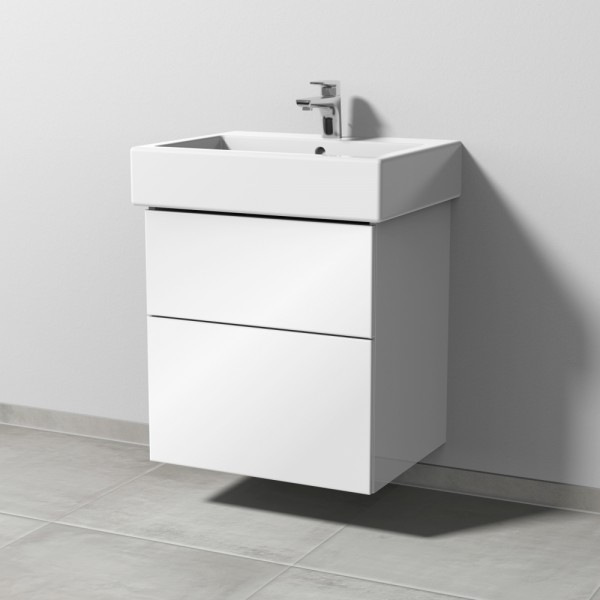 Sanipa 3way Waschtischunterbau zu Duravit Vero Waschtisch mit 2 Auszügen, Weiß-Glanz
