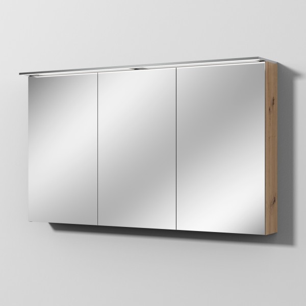 Sanipa Reflection Spiegelschrank MALTE 130 mit LED-Aufsatzleuchte, Eiche Natural-Touch