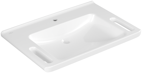 Villeroy & Boch Waschbecken ViCare 800x550mm Rechteck, 1 Hahnloch ohne Überlauf Weiss Alpin Ceramic