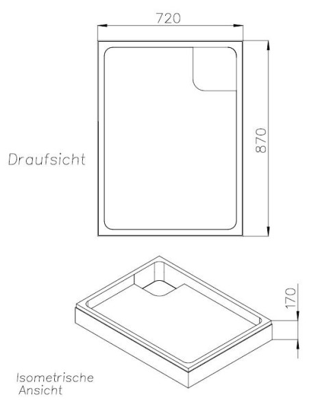 Neuesbad Wannenträger für Kaldewei Duschplan 75x90x6,5
